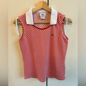 New Lacoste Women's Red Patterned Tank Top size S in polyester